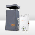 San Hima Camping Shower Tent Awning Fold-Out & 8L Gas Hot Water Heater