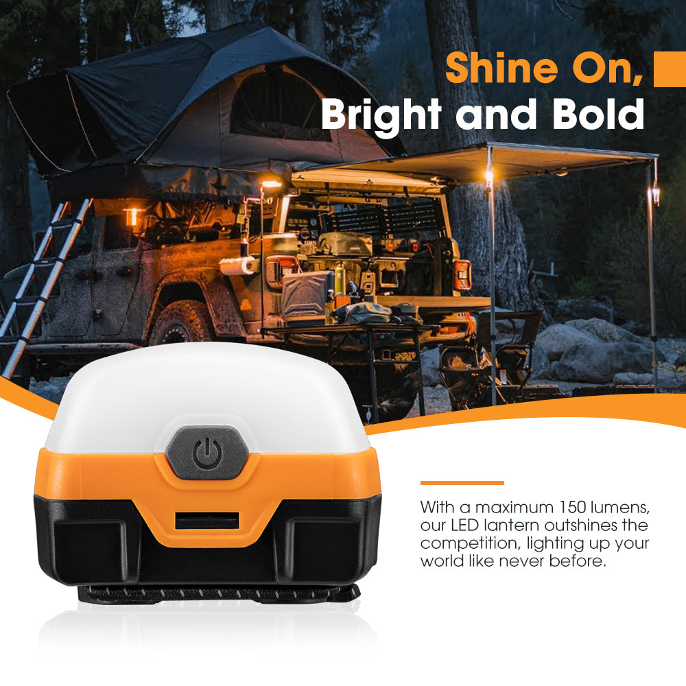 San Hima 2xLED Camping Lantern Light Rechargeable w/ Lithium Battery Amber White