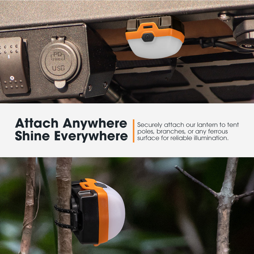 San Hima 2xLED Camping Lantern Light Rechargeable w/ Lithium Battery Amber White