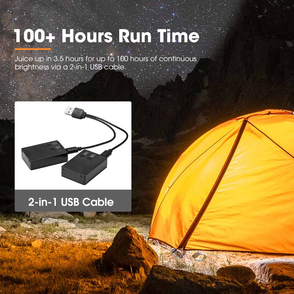 San Hima 2xLED Camping Lantern Light Rechargeable w/ Lithium Battery Amber White
