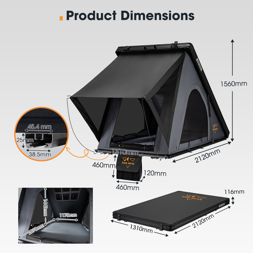 San Hima Kalbarri Lite Rooftop Tent Hardshell With Ladder Grey Camping 4WD 4x4