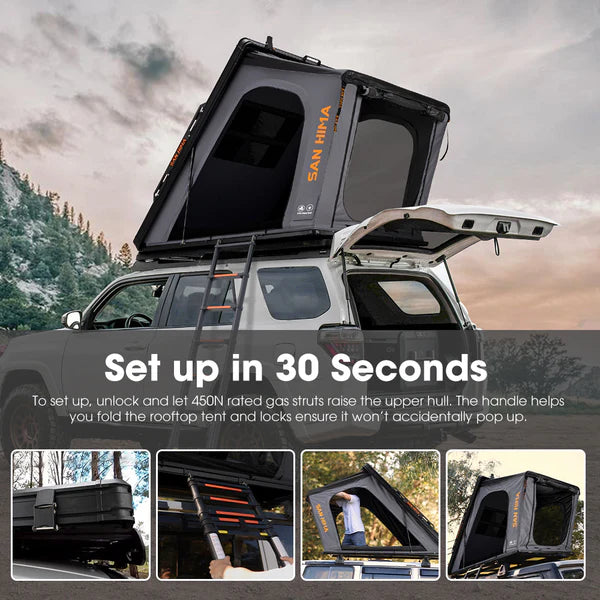 San Hima Kalbarri Gen 2 Roof Top Tent Hard Shell With Ladder + 250W Solar Panel