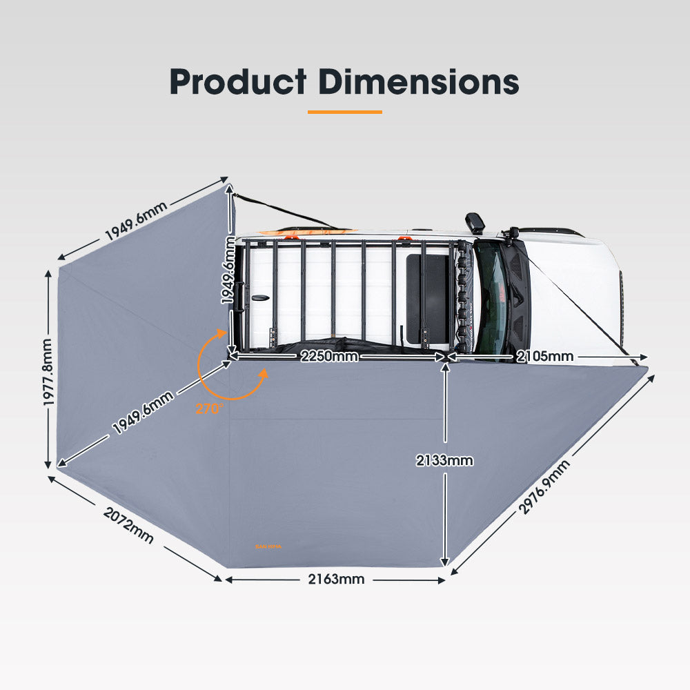 San Hima 270 Degree Awning Free-Standing Car Camping With L Brackets Driver Side
