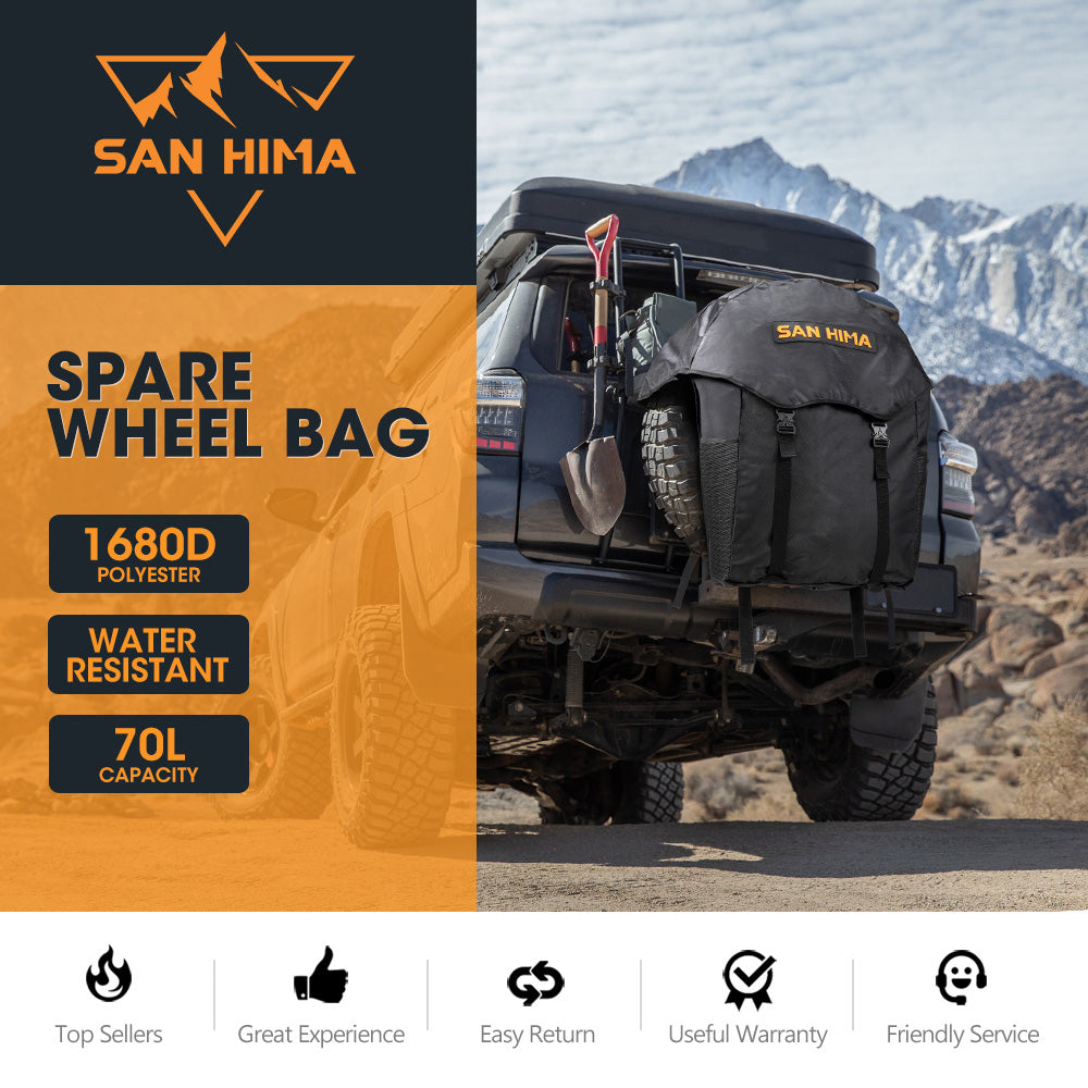 San Hima 70L Spare Wheel Bag Rubbish Bin & Accessory Storage Tote Snatch Rear