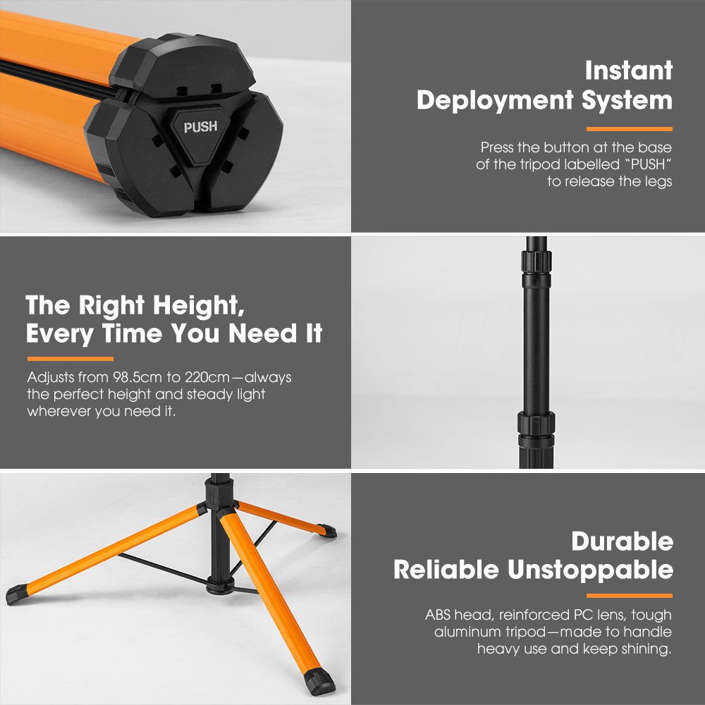San Hima Telescopic Light Portable Lithium LED Tripod Lamp Camping Rechargeable
